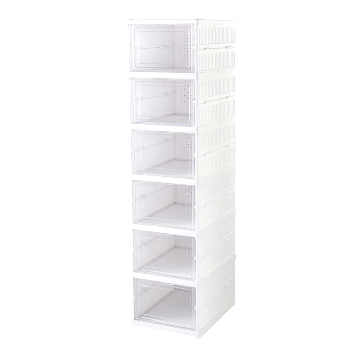 Space-saving storage solution with a 6-layer foldable organizer in a home setting.