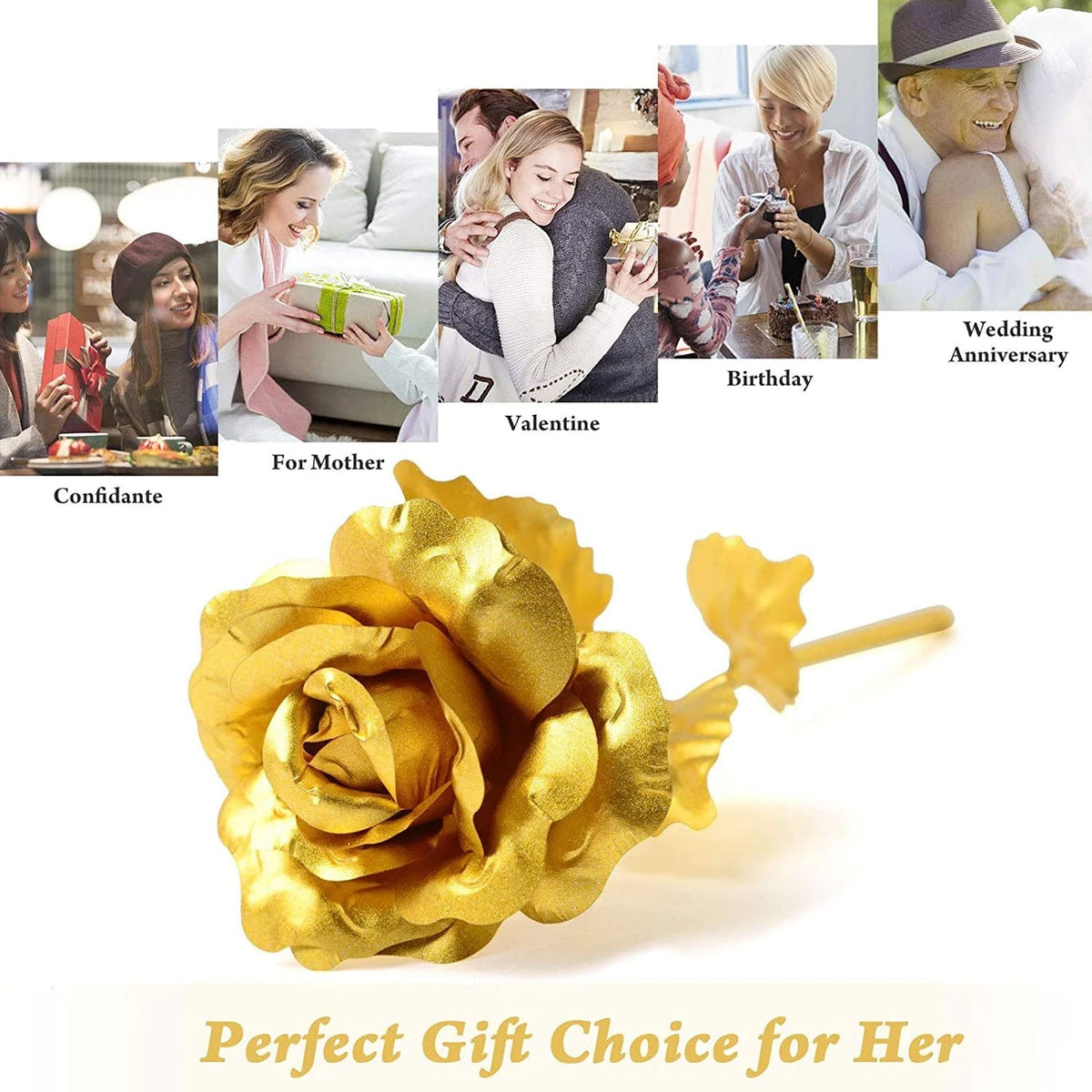Heart love and golden rose decorative set for tabletop display