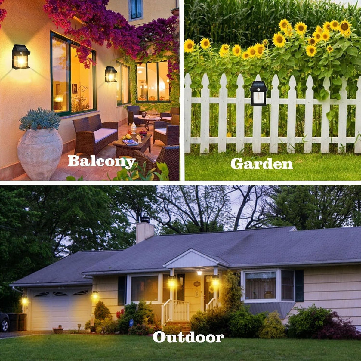Comparison of the Solar Wall Lamp's illumination area versus standard lights.