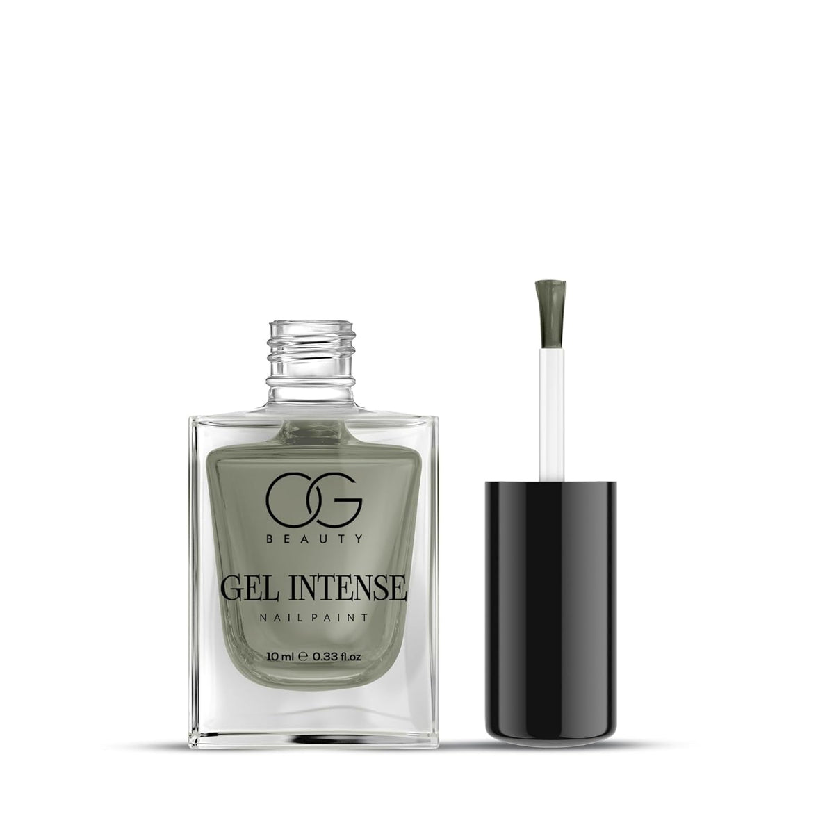 Pearl grey nail polish bottle showing rich pigment and durable shine