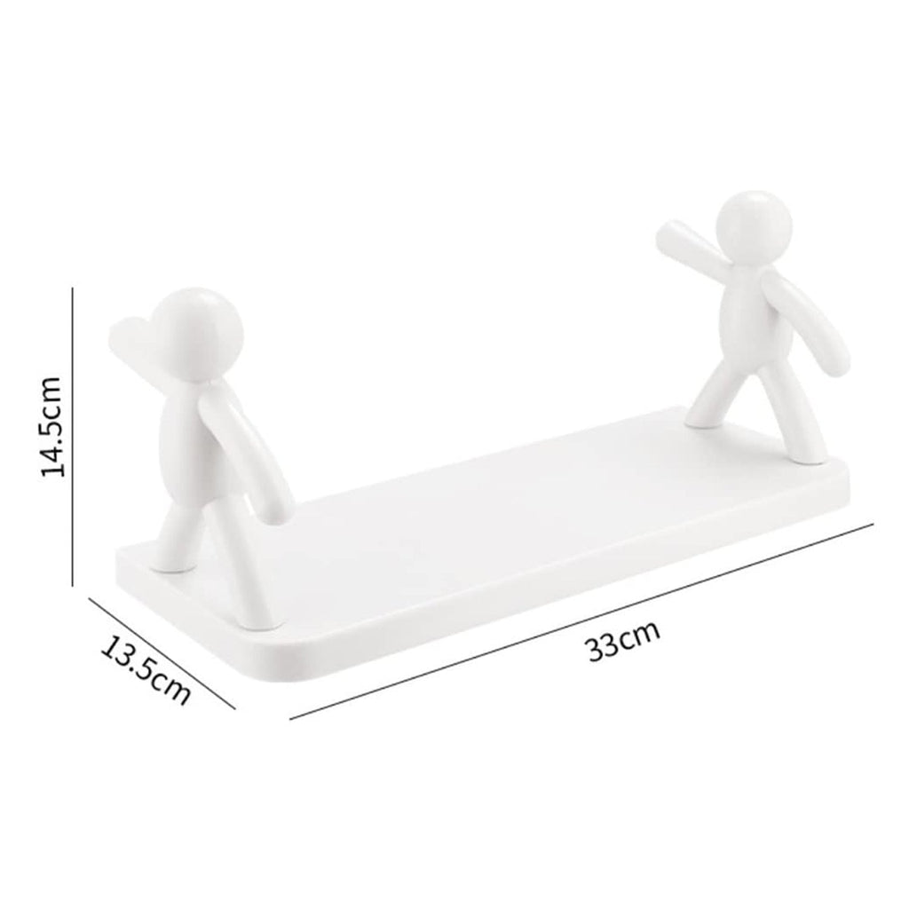 Set of self-adhesive floating shelves for versatile wall mounting in an Indian home.