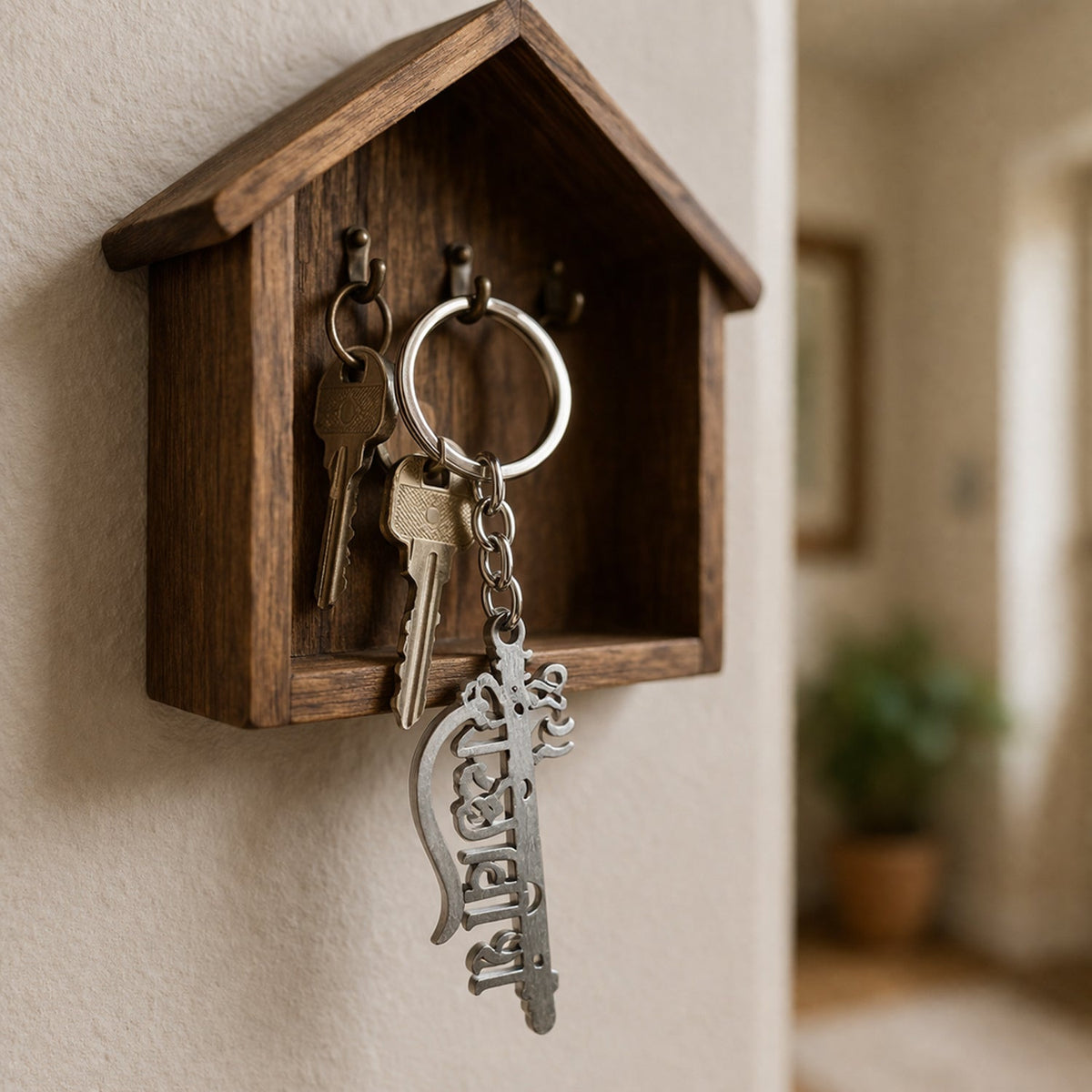 Religious spiritual keychain with detailed engraving