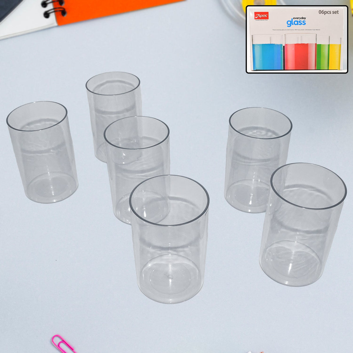 Durable plastic glass set tumblers with clear, glass-like finish