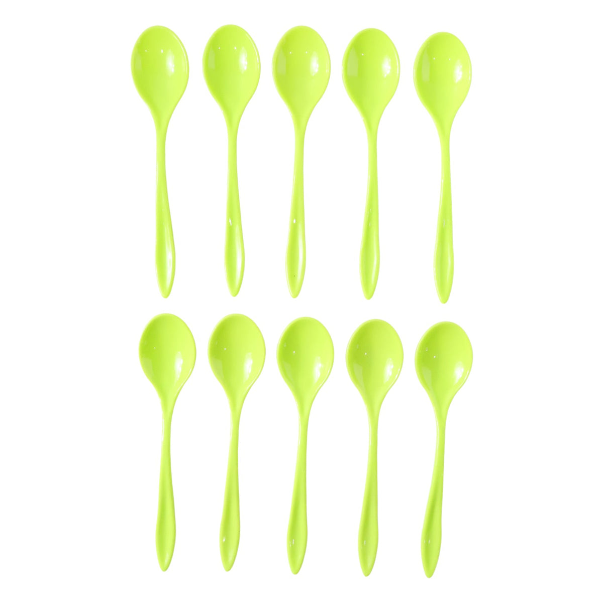 Side profile of a durable plastic spoon, ideal for everyday meals.