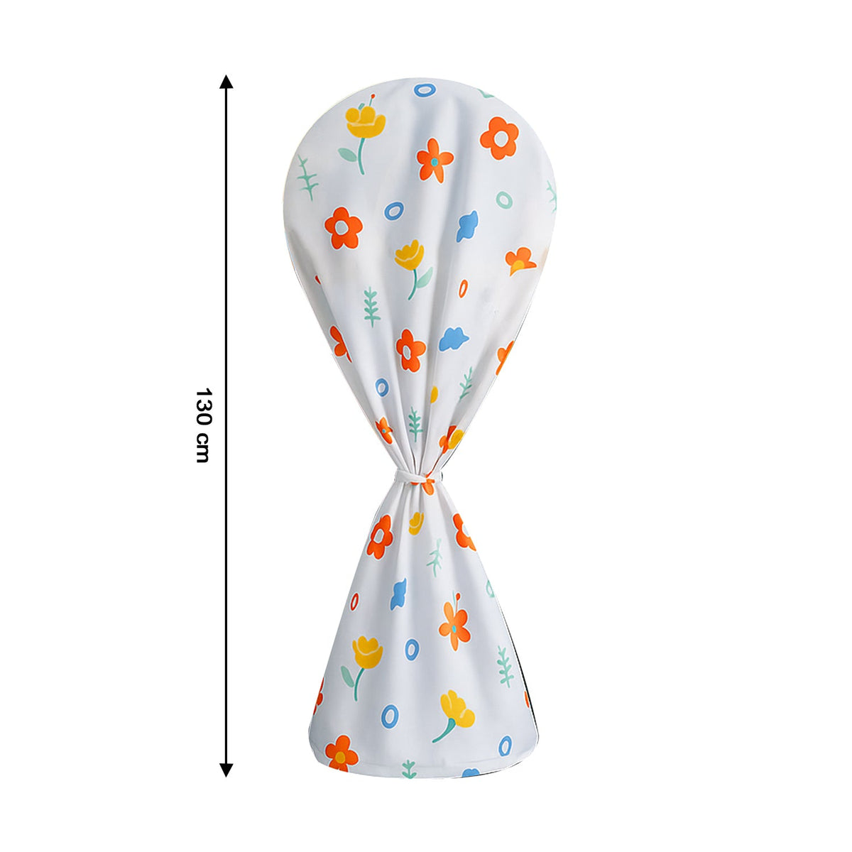 Flower-printed fabric fan cover folded neatly