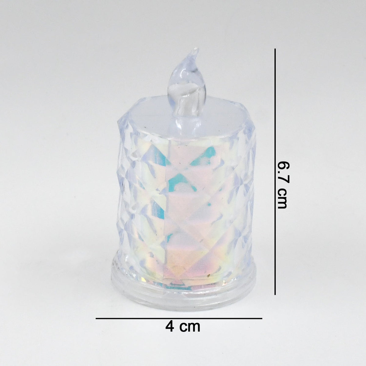 Top-down view of an LED tealight candle, showcasing its realistic flicker.