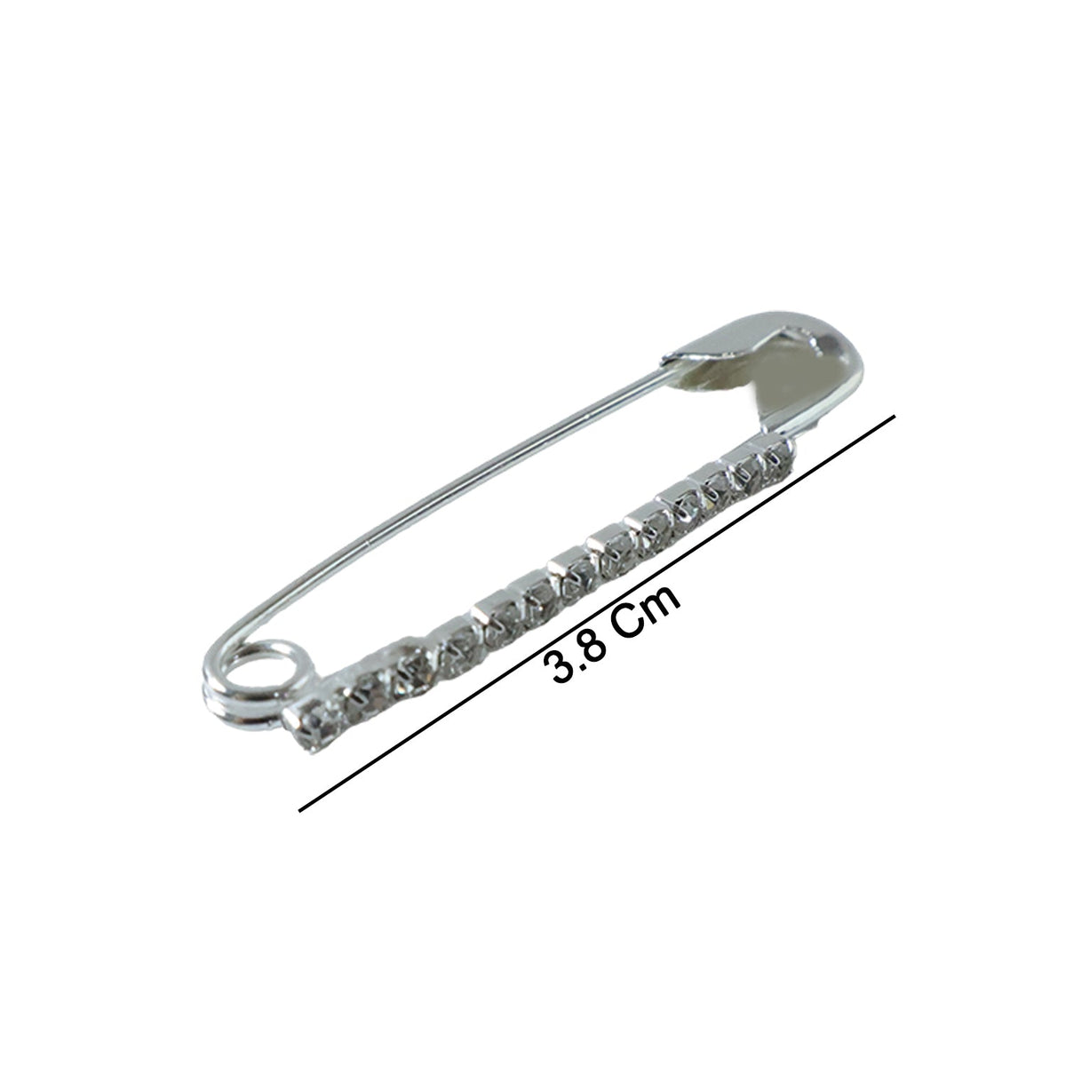 Packaging of silver finish safety pin brooch set with crystal stones