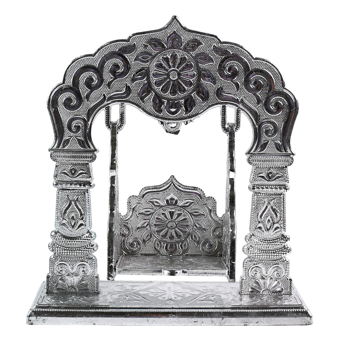 Shreeji Jhoolan silver-coated decorative swing crafted for Krishna idols