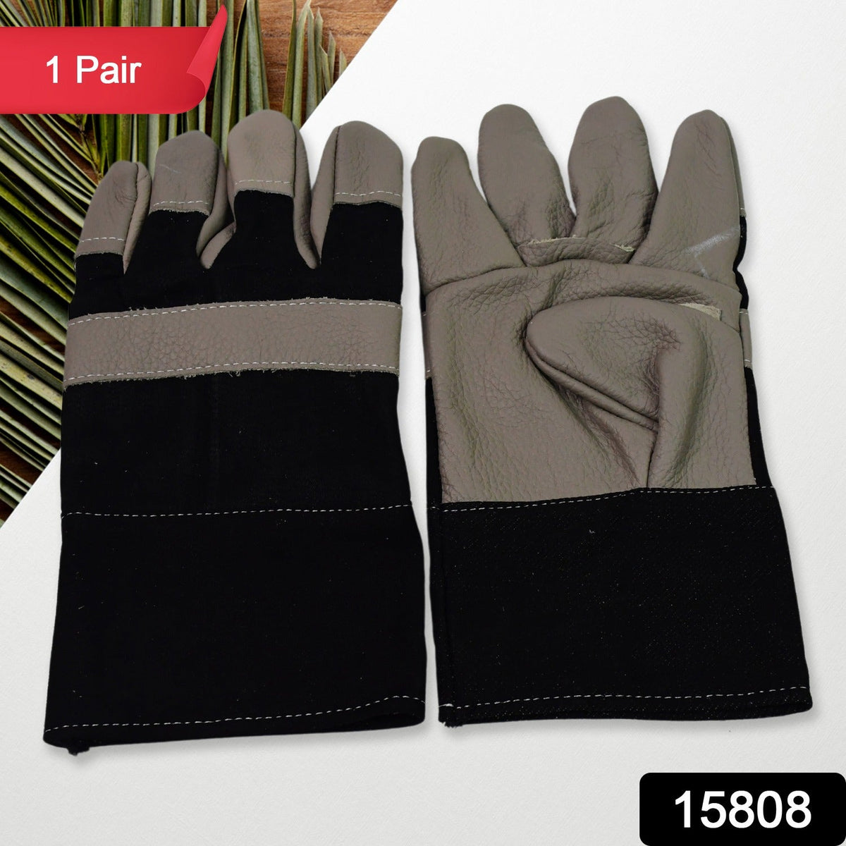 Gardener wearing flexible leather work gloves, demonstrating comfort and grip.