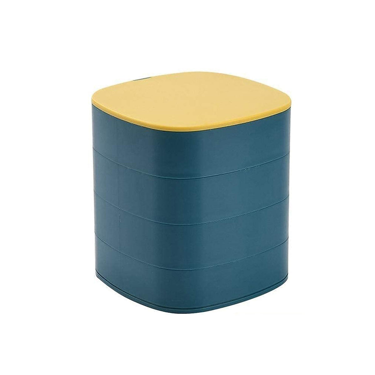 4-layer rotating jewellery box featuring a built-in mirror and multicolour earring organizer