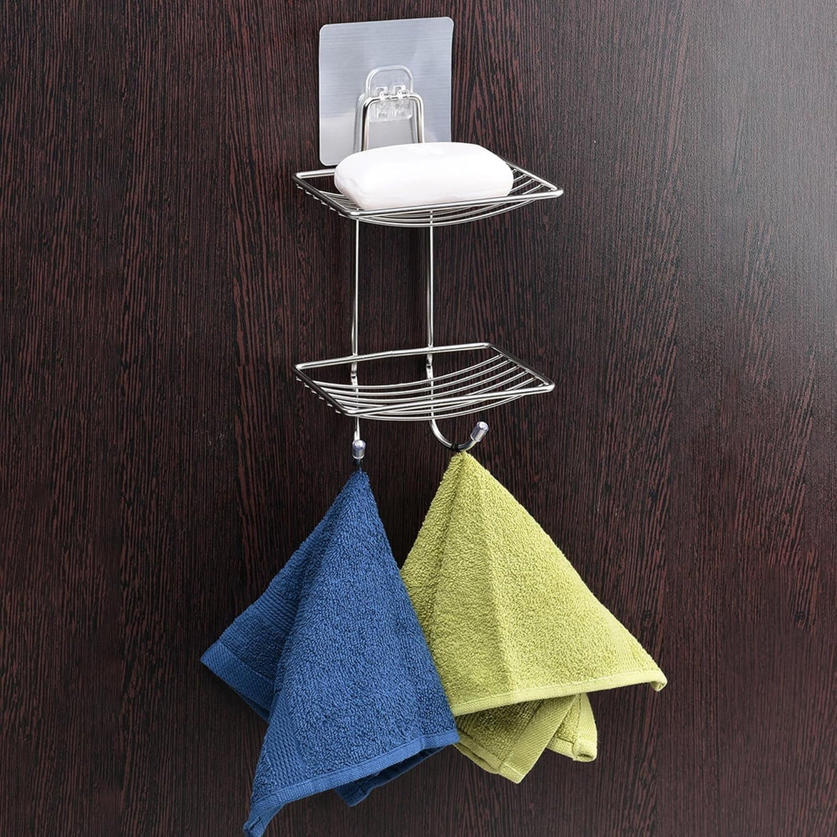 Soap dish mounted on punch free wall hook