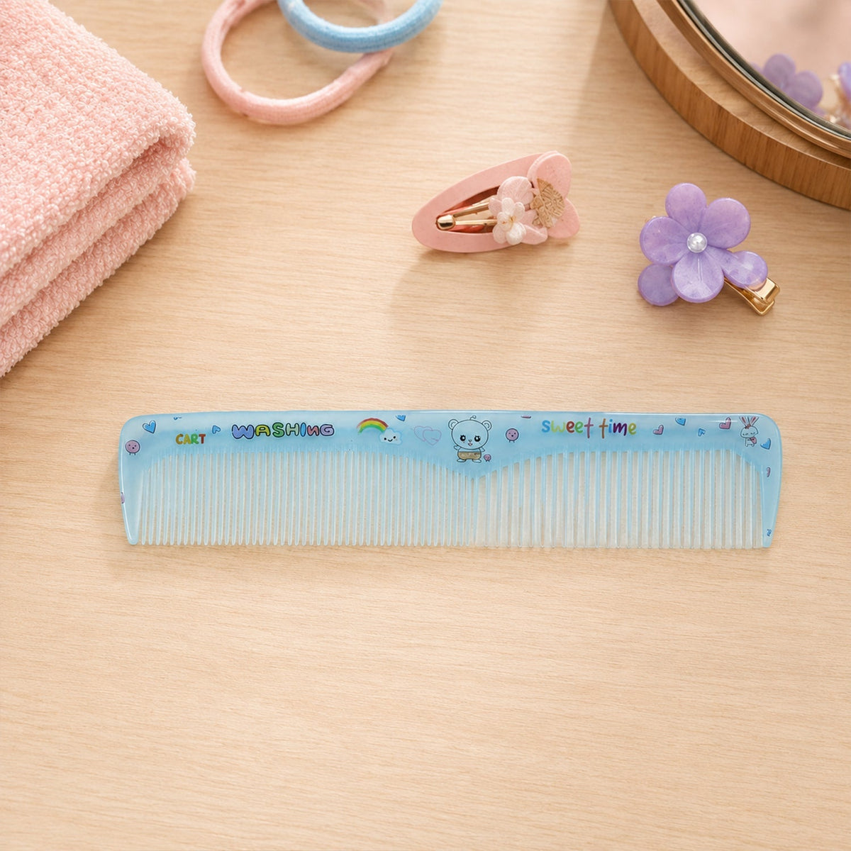 Wide tooth and fine tooth hair comb for smooth styling