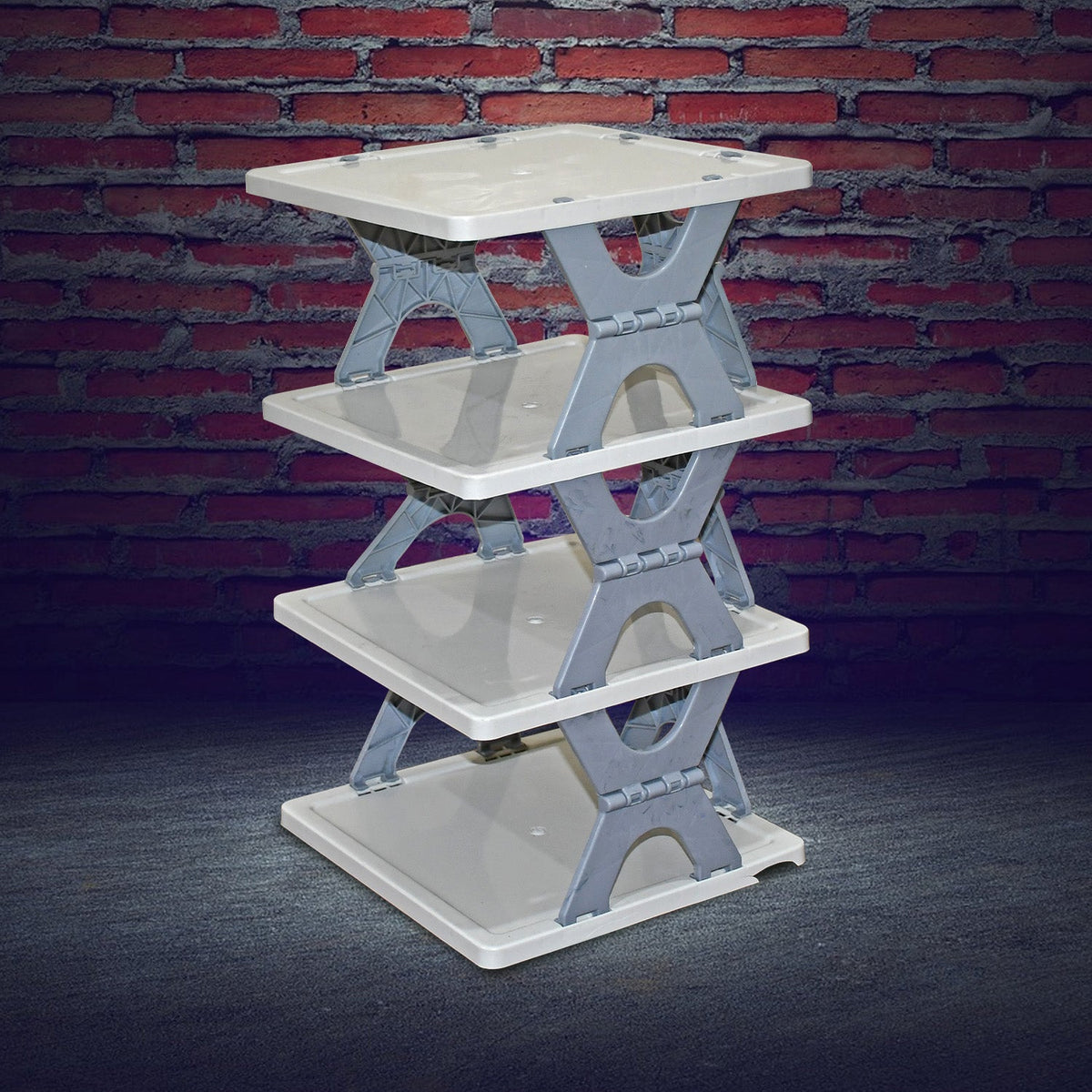 Close-up view of the durable ABS material and thoughtful design of the shoe rack.