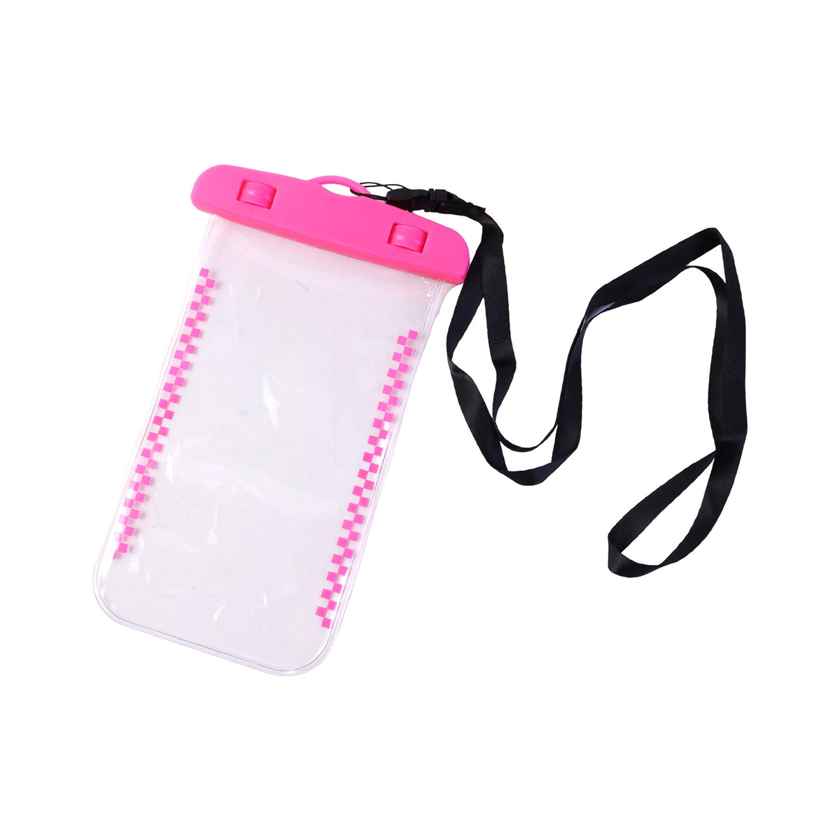 White background image of pink waterproof mobile pouch cover