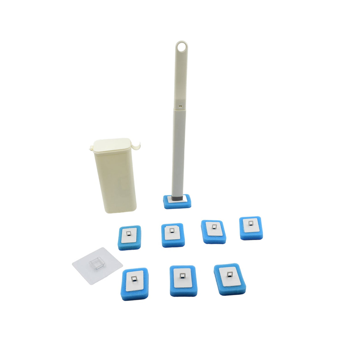 Close-up of the easy-to-attach disposable refill head on the toilet wand.