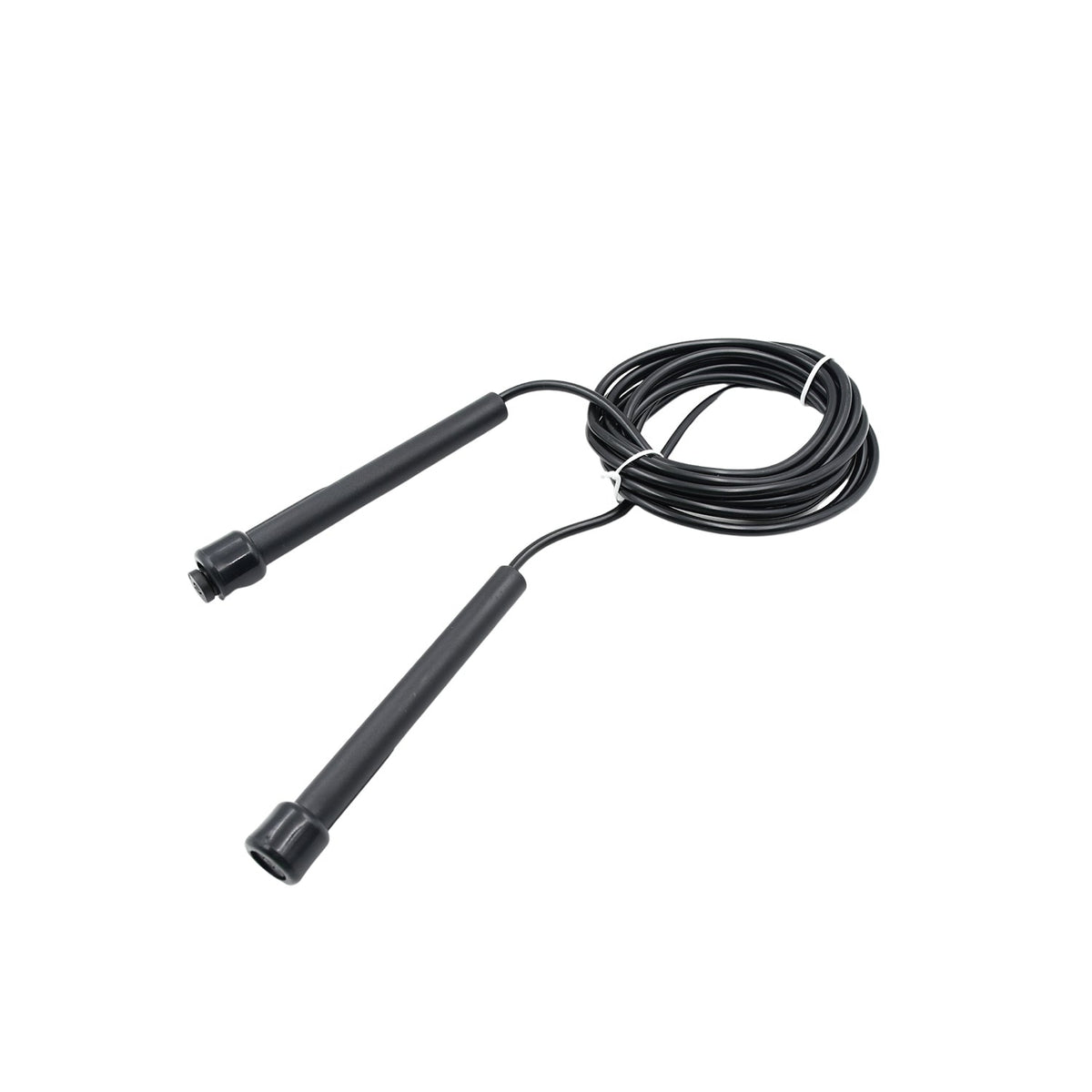 Close-up of the comfortable PVC handle on the fitness jump rope.