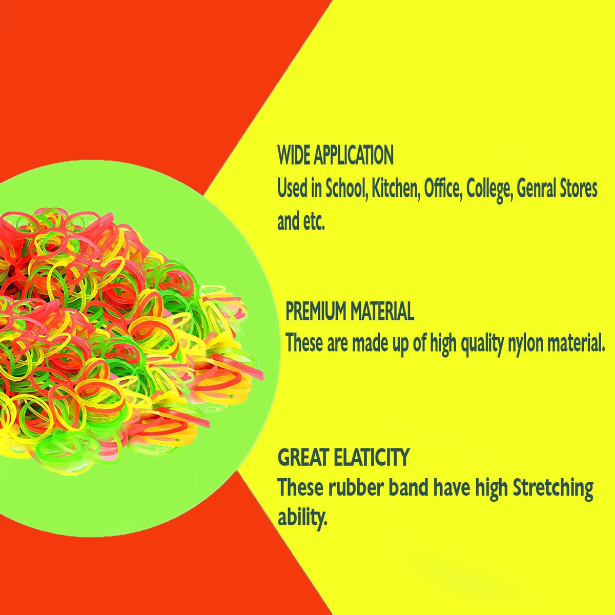 A close-up of durable rubber bands in assorted colors for various uses.