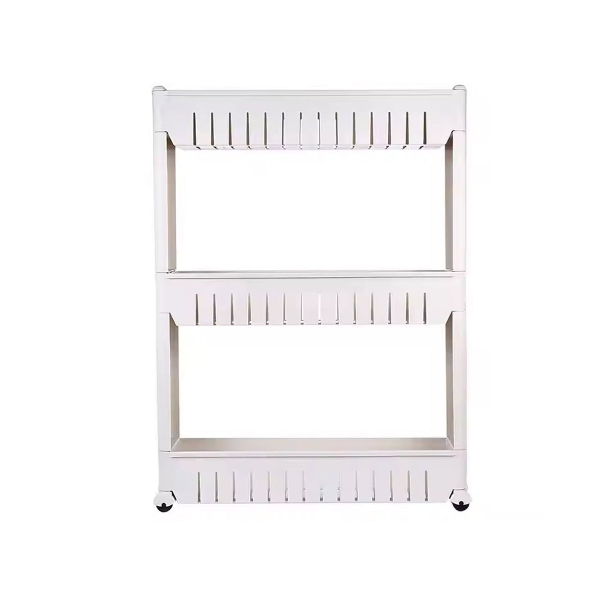 Diagram showing the dimensions of the slim storage rack for fitting into narrow spaces.