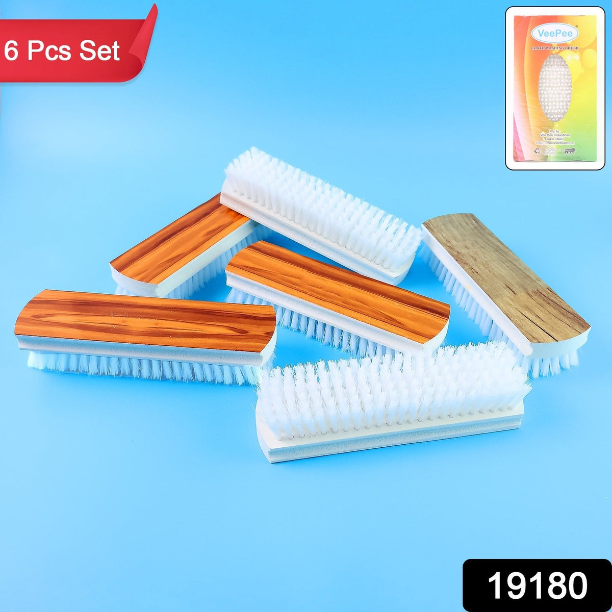 Veepee durable 6-piece cleaning brush combo for household and utility use