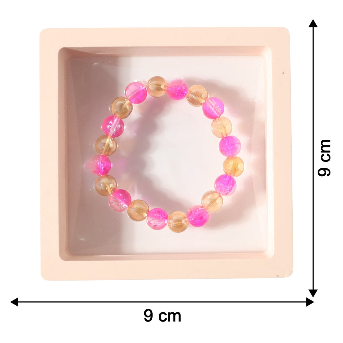 Size chart for dual-tone crystal beaded stretch bracelet
