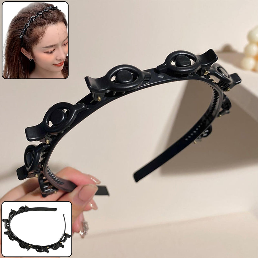 Adjustable clip-on hair styling headband with mini claw clips