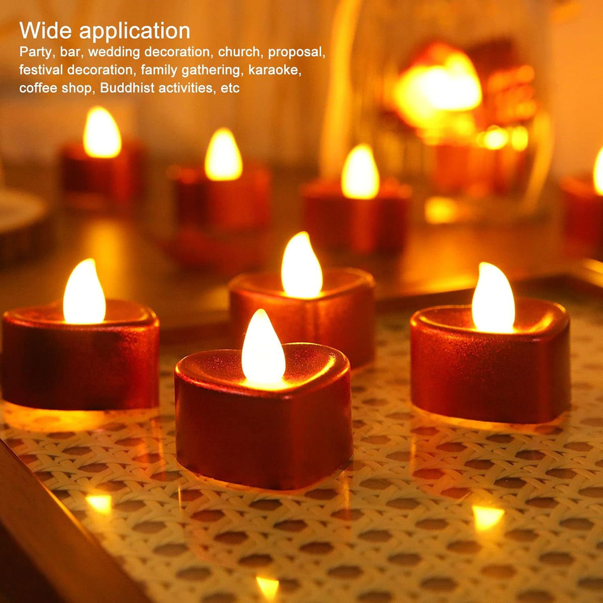 Heart shaped colorful LED tea light candle battery operated safe lighting