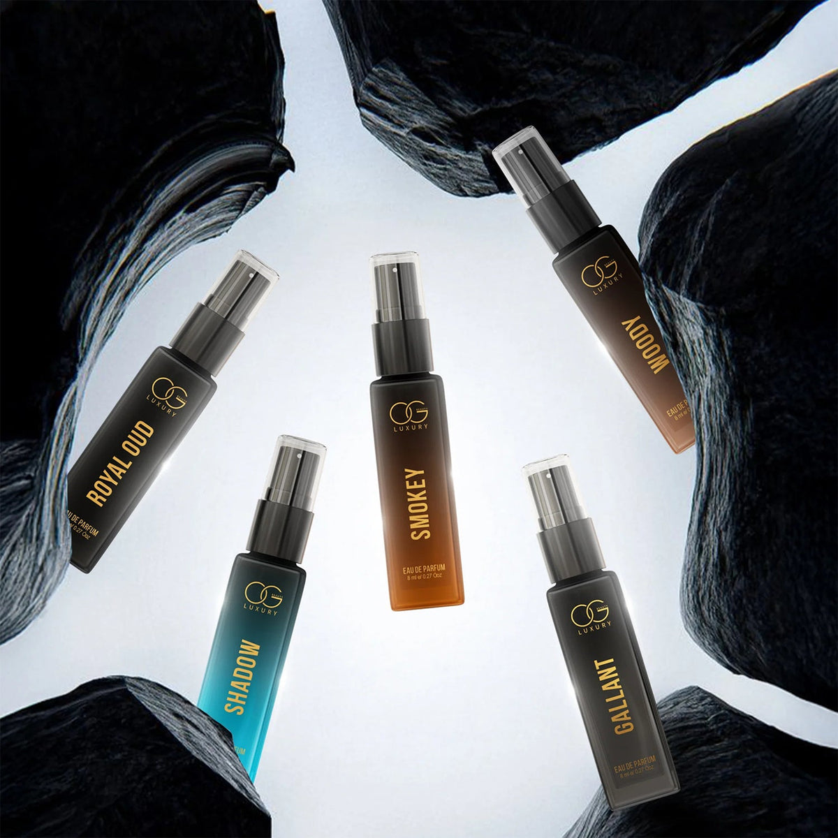 OG Charm Essence Perfume Combo, a collection of bold and woody men's perfumes