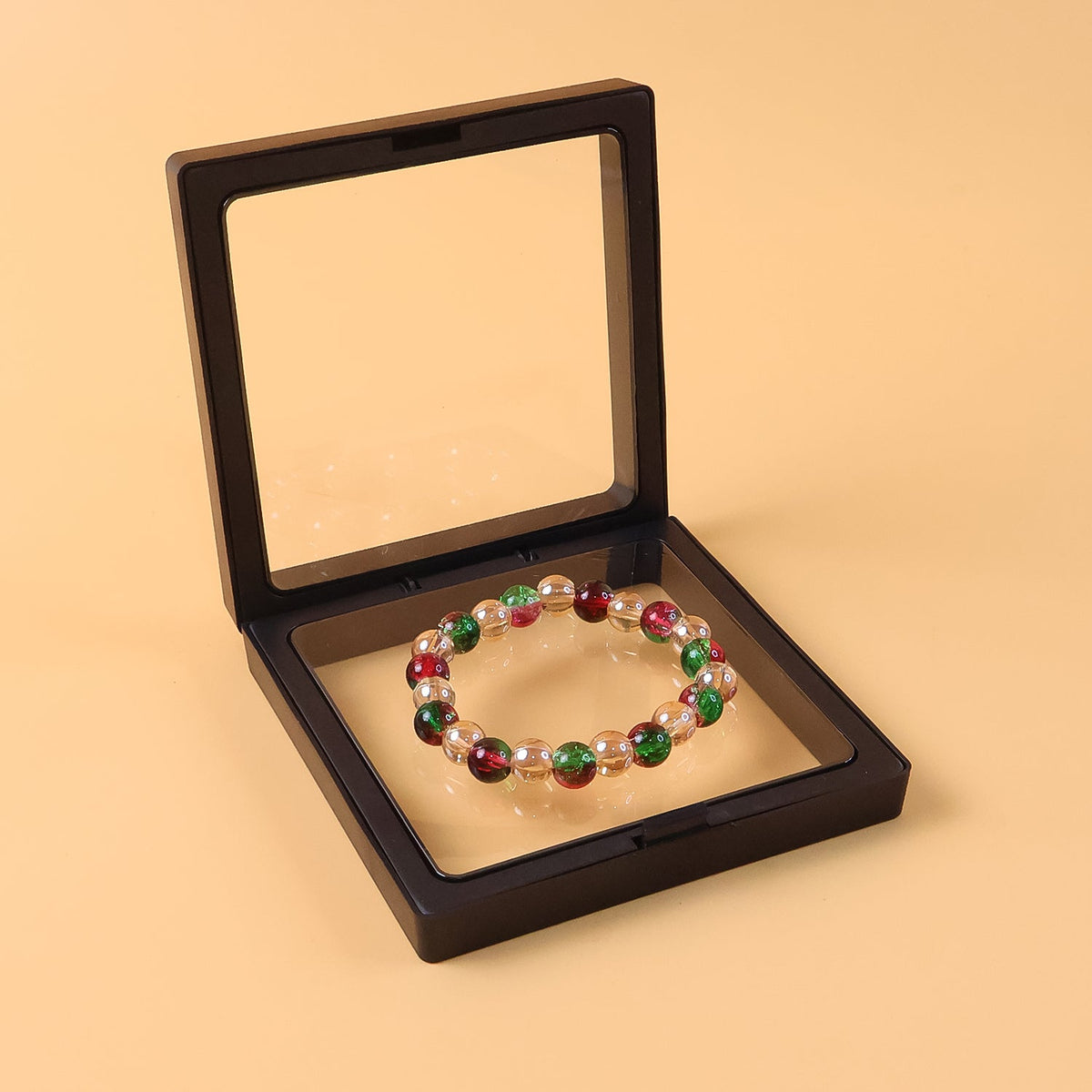 Fashionable multicolor bead bracelet with elastic stretch band on wrist