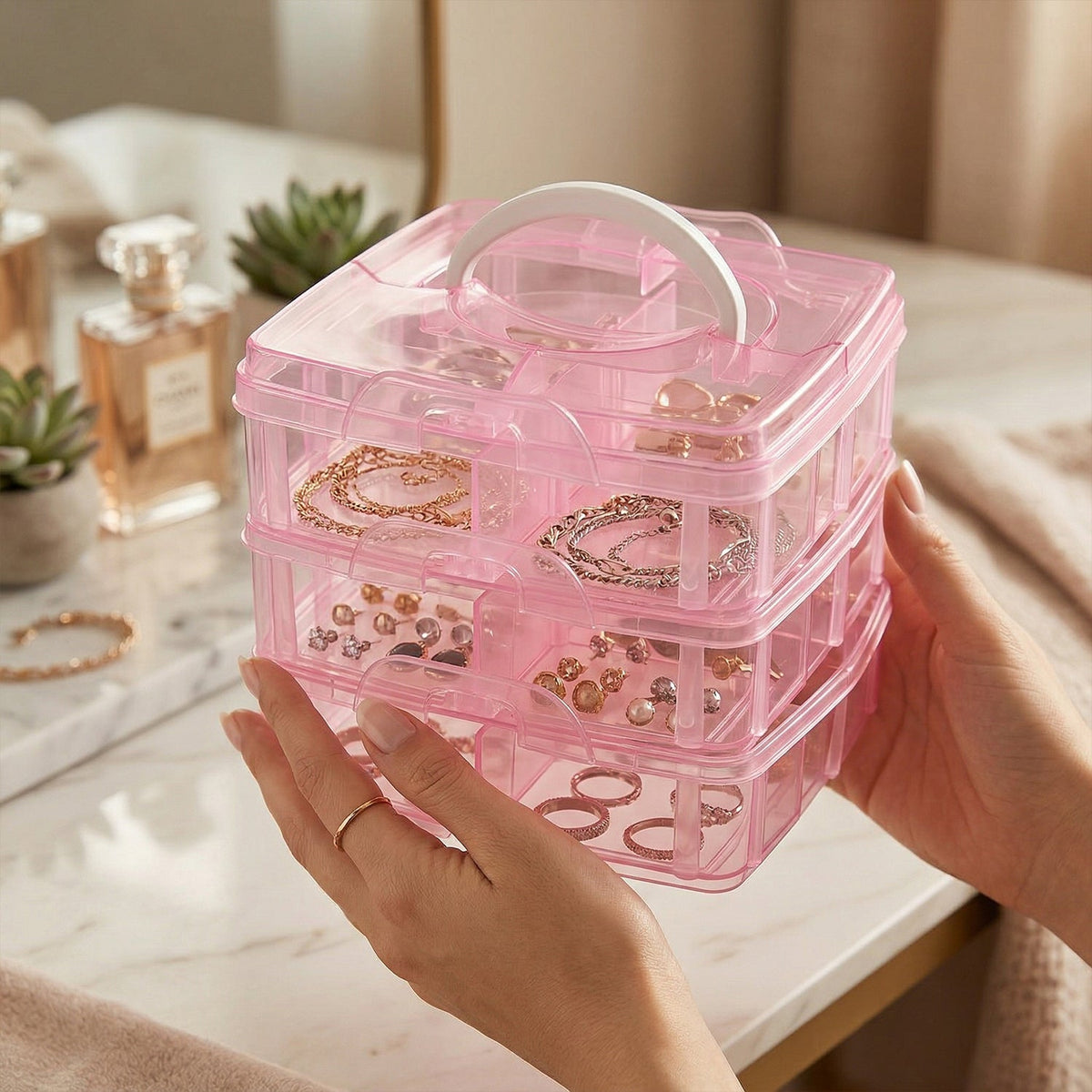 Craft storage box with removable dividers for customizable organization