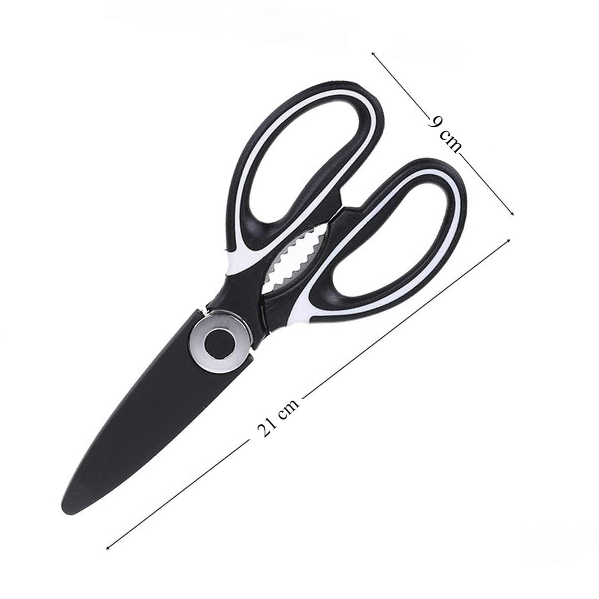 Diagram illustrating the dimensions and size of the  Multi-Function Kitchen Scissor.