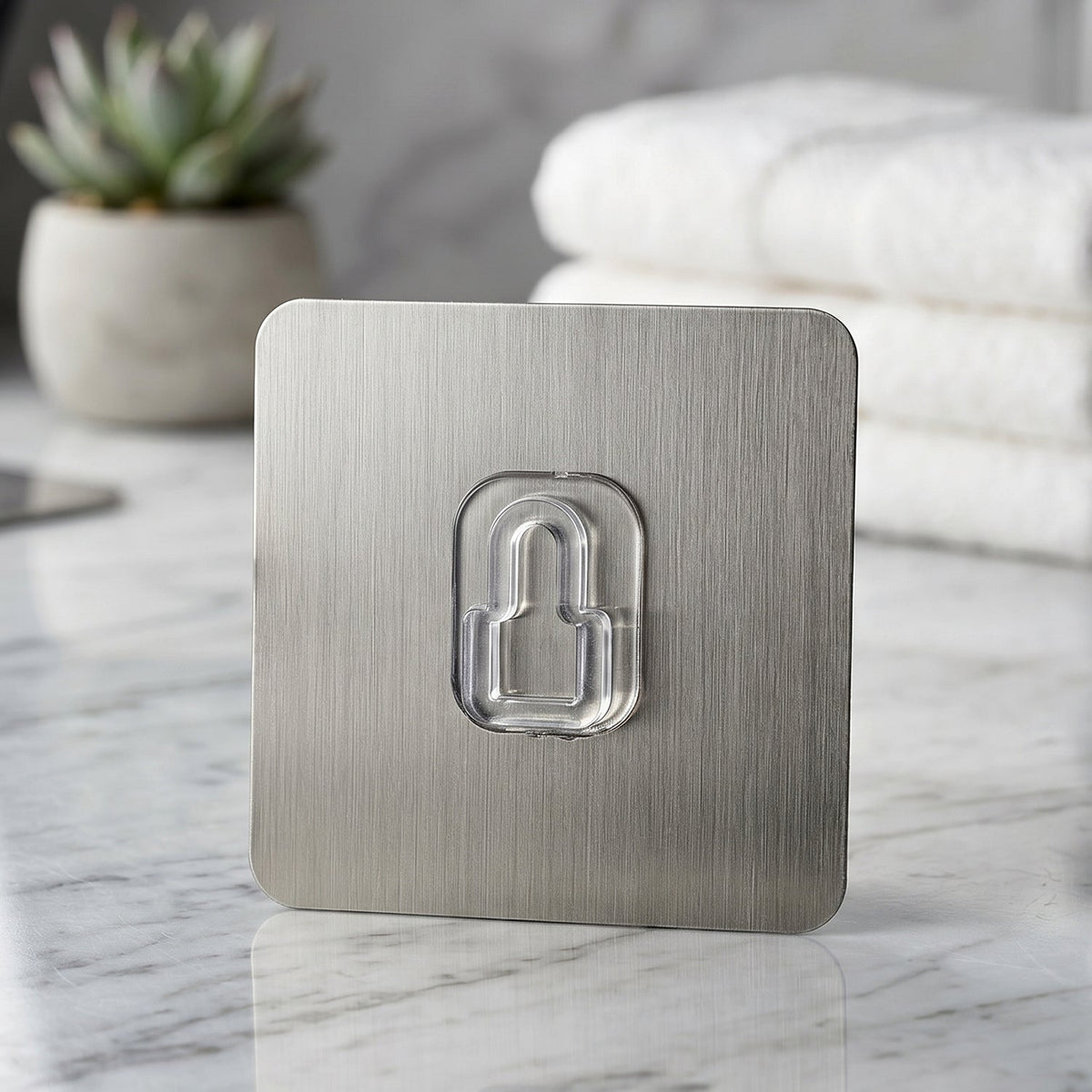 Plastic wall hook installed in bathroom for towels